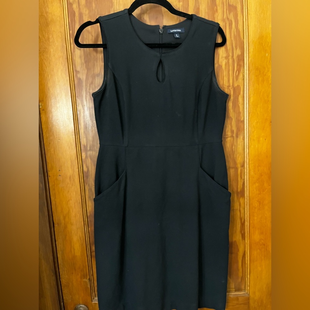 Lands' End Black Sleeveless Sheath Dress